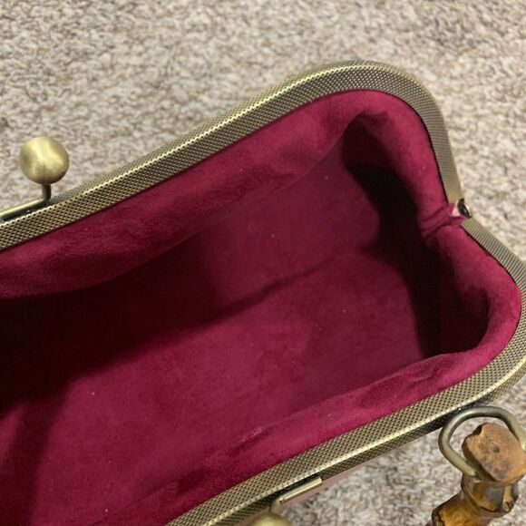 Handsewn Genuine Premium Pebble Leather Real Bamboo Handle Bag/Crossbody - Picture 14 of 14